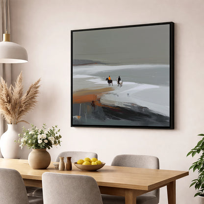 Riding the Grey Expanse horse landscape wall art displayed in a dining room