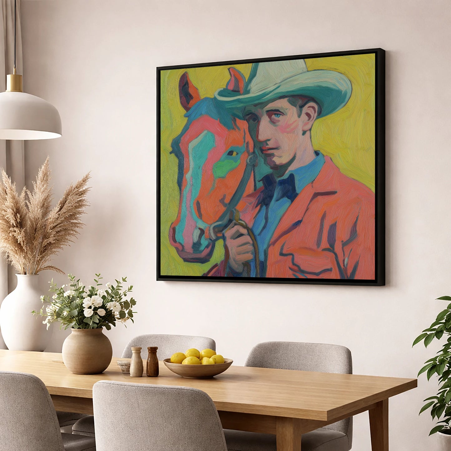 Vivid Western Companion western horse wall art displayed in a dining room