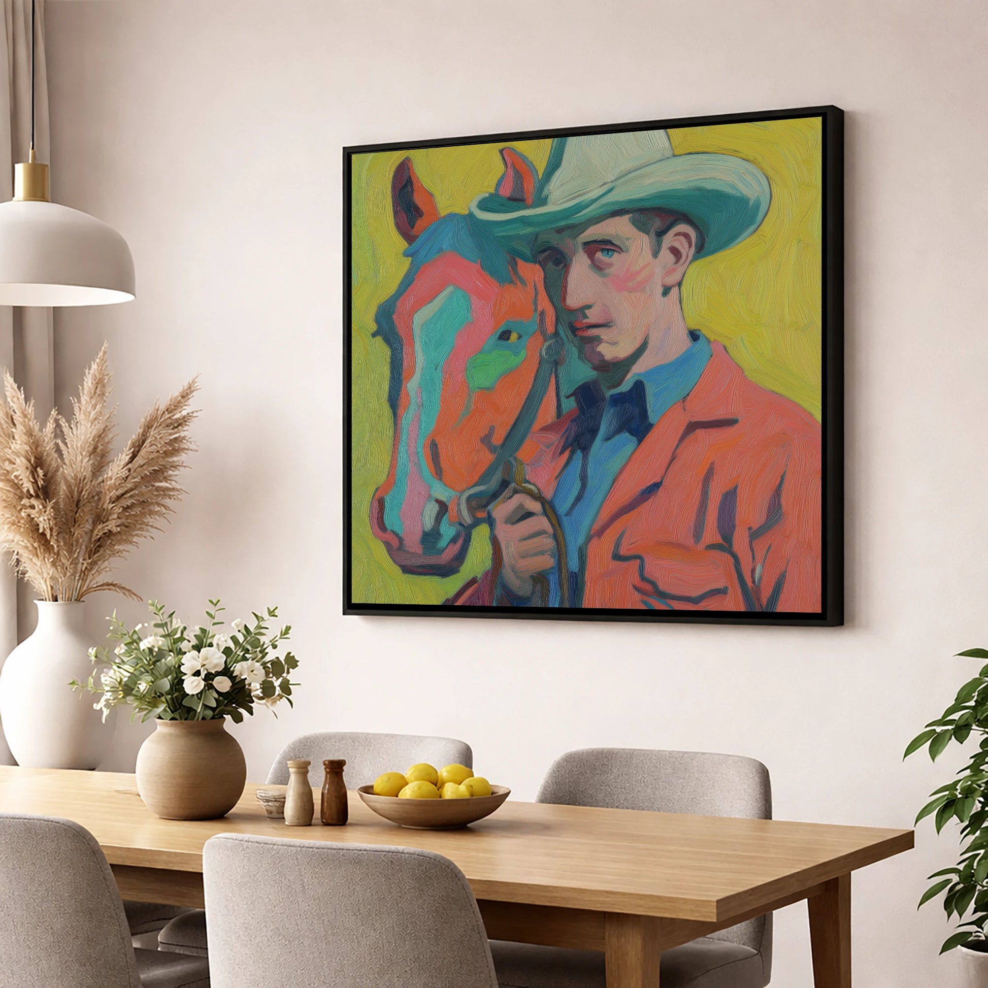 Vivid Western Companion western horse wall art displayed in a dining room