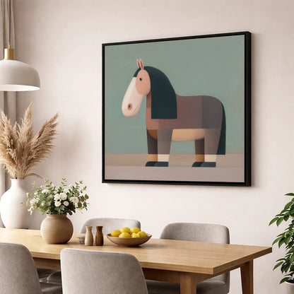 Nostalgic Equine Form horse breed wall art displayed in a dining room