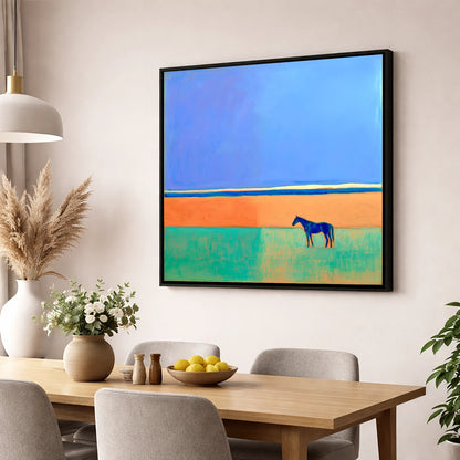 The Silent Expanse horse landscape wall art displayed in a dining room