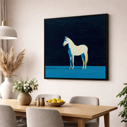 Azure Shadow Equine horse breed wall art displayed in a dining room