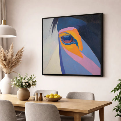 Chromatic Vision horse portrait wall art displayed in a dining room