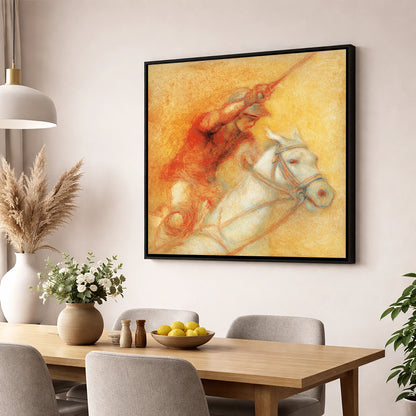 Heat of the Chukka polo horse wall art displayed in a dining room