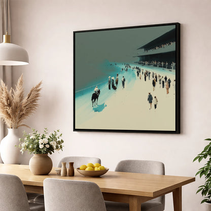 Sweeping to the Start racing horse wall art displayed in a dining room
