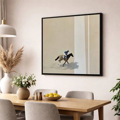 Solitary Gallop racing horse wall art displayed in a dining room
