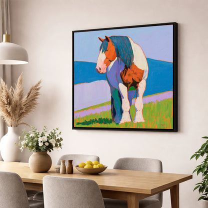 Vibrant Coloured Heavy Horse horse breed wall art displayed in a dining room