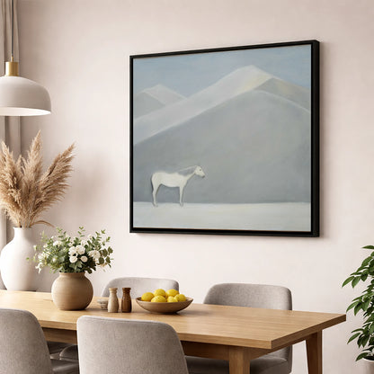 Silent Mountain Sentinel horse landscape wall art displayed in a dining room
