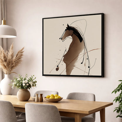 Sweeping Ink Portrait horse portrait wall art displayed in a dining room