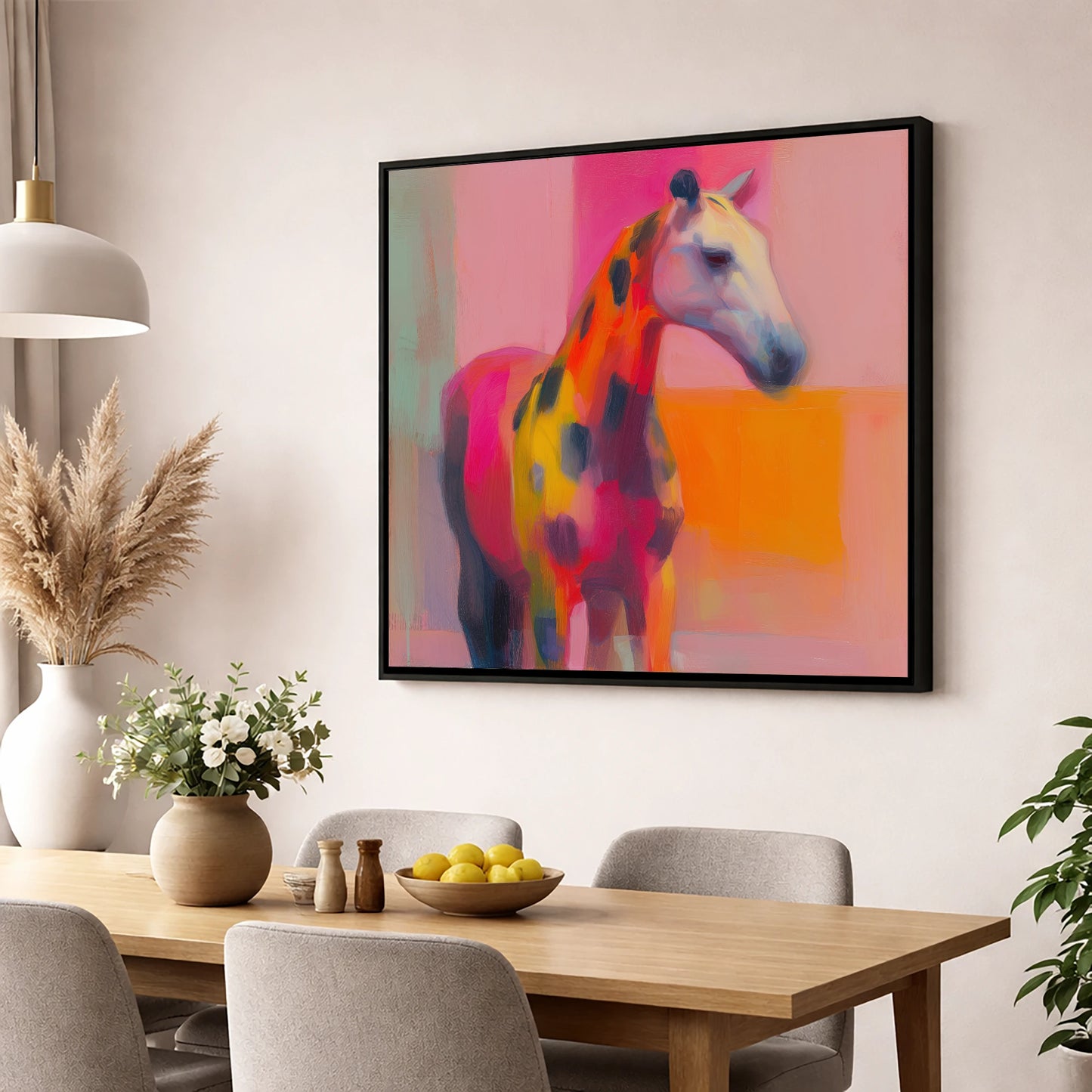 Radiant Appaloosa Profile horse breed wall art displayed in a dining room