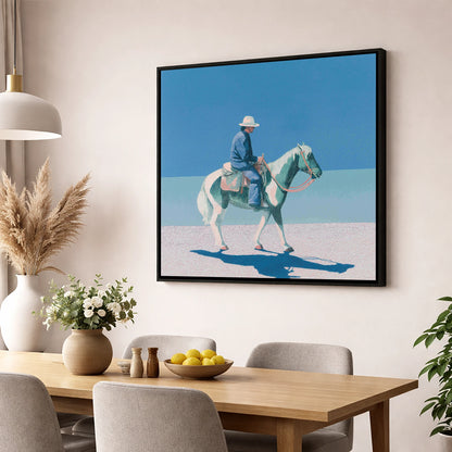 The Vast Horizon western horse wall art displayed in a dining room