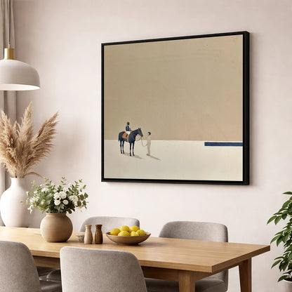 Quiet Anticipation racing horse wall art displayed in a dining room