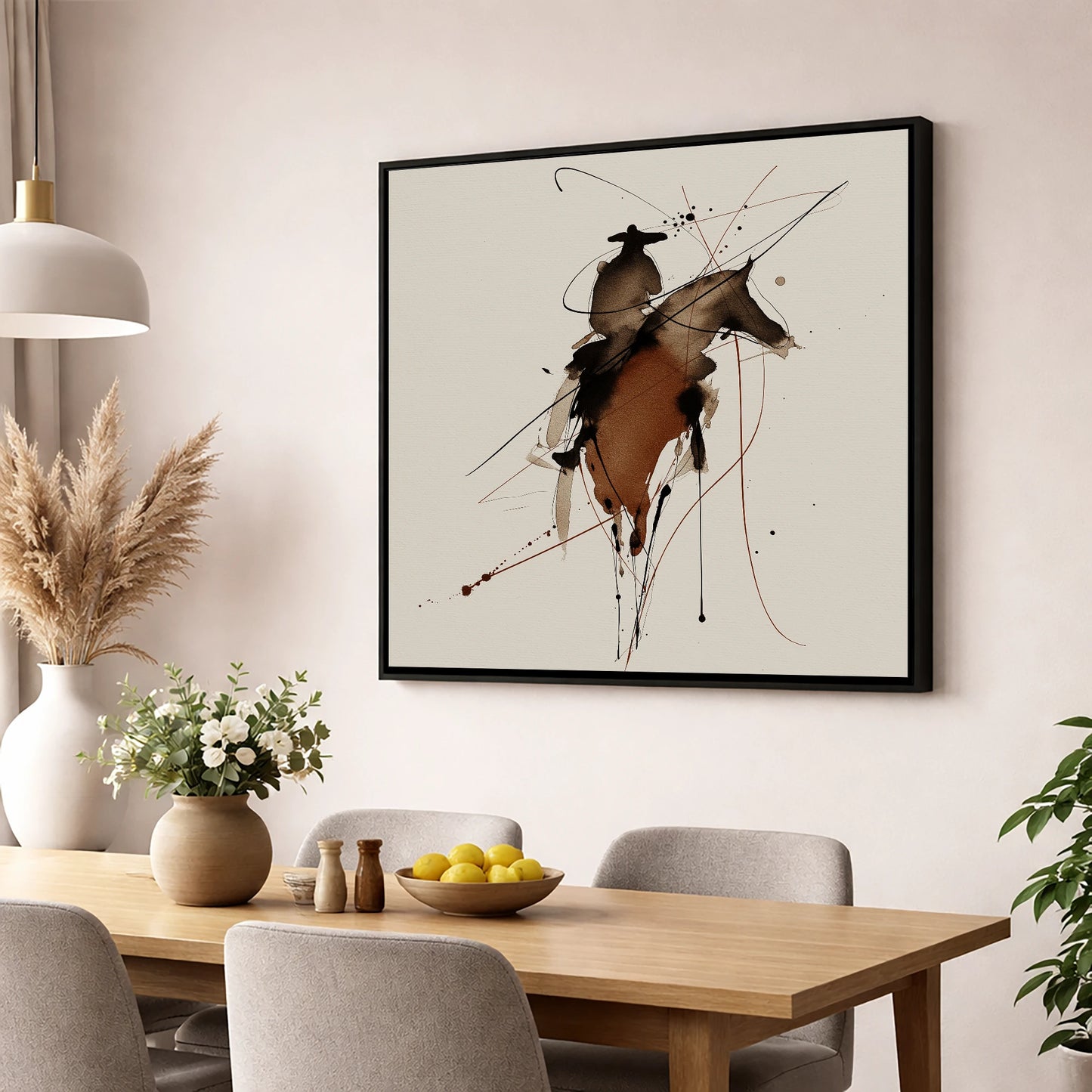 Shadows of the West western horse wall art displayed in a dining room