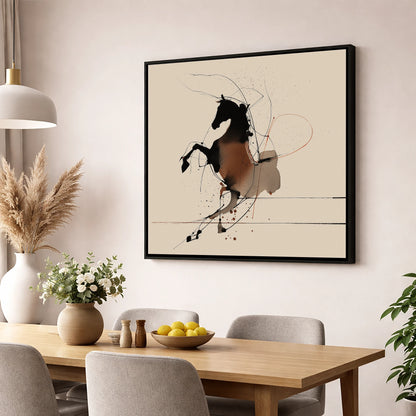 Untamed Spirit horse portrait wall art displayed in a dining room