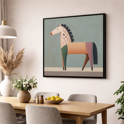 Geometric Appaloosa Form horse breed wall art displayed in a dining room