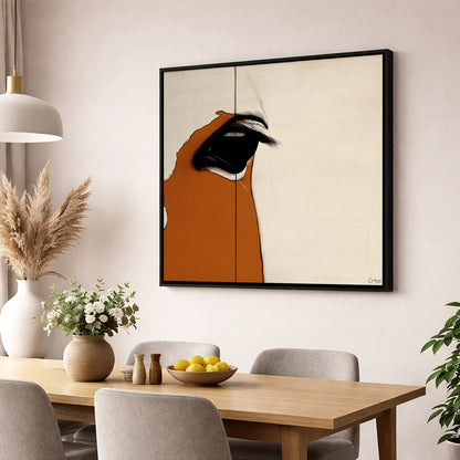 Chestnut In Focus horse portrait wall art displayed in a dining room