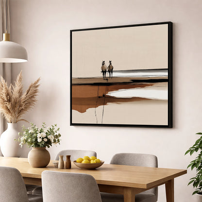 Distant Horizon Companions horse landscape wall art displayed in a dining room