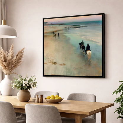 Reflections on the Shore horse landscape wall art displayed in a dining room