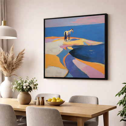 Sentinel by the Sea horse landscape wall art displayed in a dining room