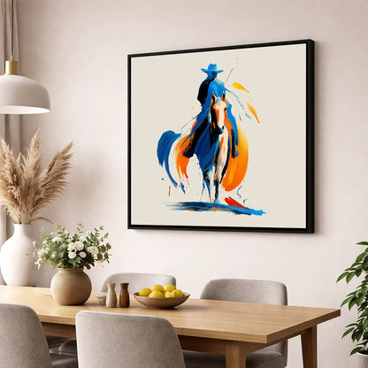 Cobalt Western Spirit western horse wall art displayed in a dining room