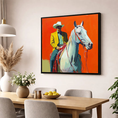 The Bright Frontier western horse wall art displayed in a dining room