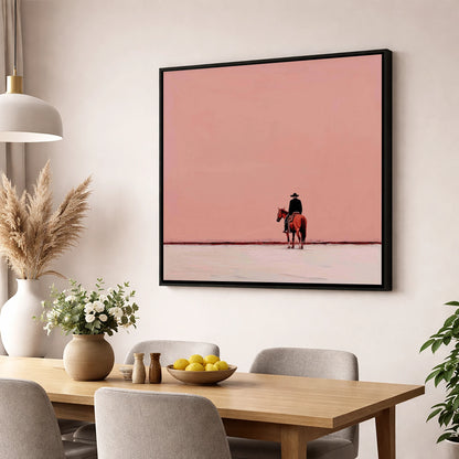 The Quiet Frontier western horse wall art displayed in a dining room