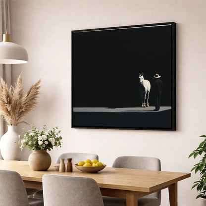 Silent Western Partnership western horse wall art displayed in a dining room