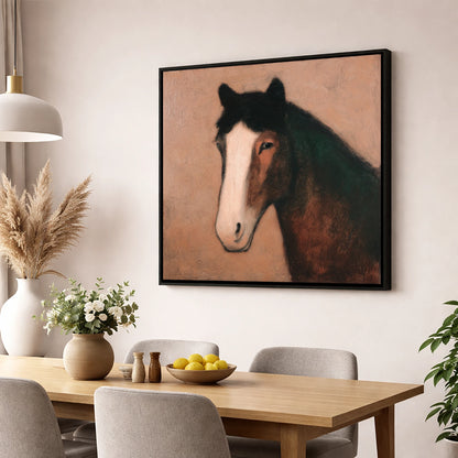 Serene Bay Portrait horse portrait wall art displayed in a dining room