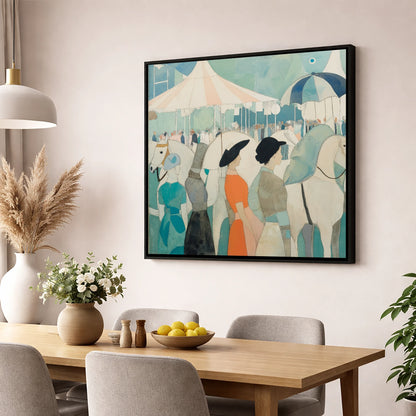 Trackside Elegance racing horse wall art displayed in a dining room