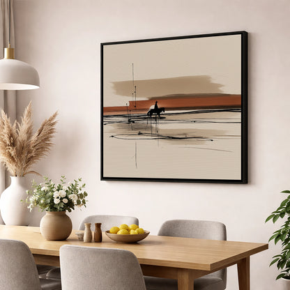 The Solitary Trail western horse wall art displayed in a dining room