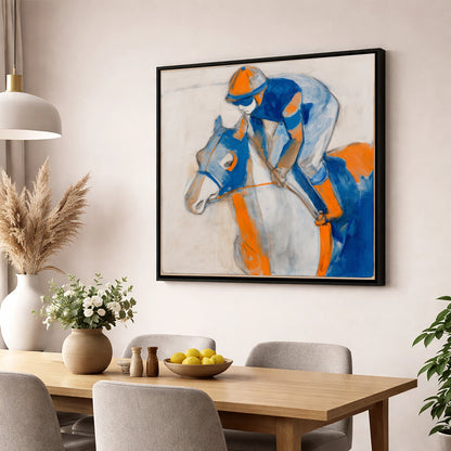 Bold Racing Silks racing horse wall art displayed in a dining room