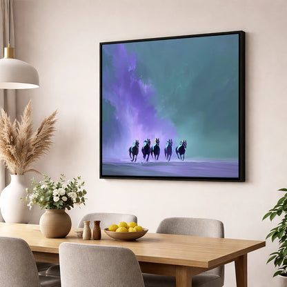 The Violet Furlong racing horse wall art displayed in a dining room