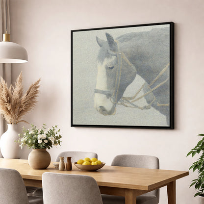 Steadfast Working Profile working horse wall art displayed in a dining room