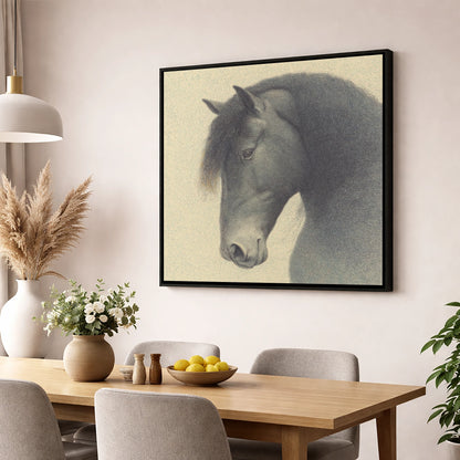 Quiet Nobility horse breed wall art displayed in a dining room