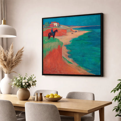 The Coastal Vantage horse landscape wall art displayed in a dining room
