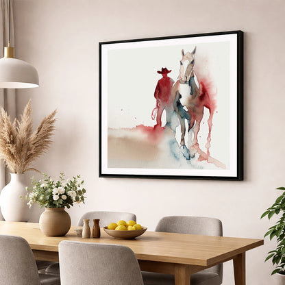 Crimson Trail Companion western horse wall art displayed in a dining room