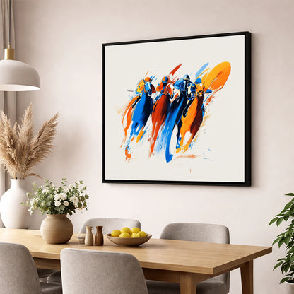The Final Furlong racing horse wall art displayed in a dining room