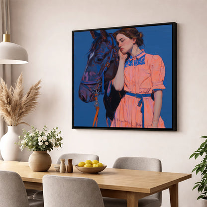 Bold Harmony horse & rider wall art displayed in a dining room