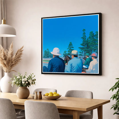 Trackside Anticipation racing horse wall art displayed in a dining room