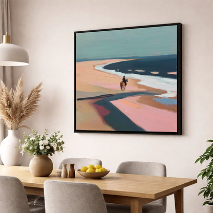 Coastal Solitude horse landscape wall art displayed in a dining room