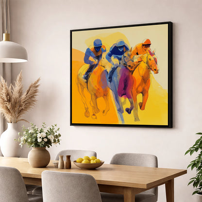The Final Furlong racing horse wall art displayed in a dining room