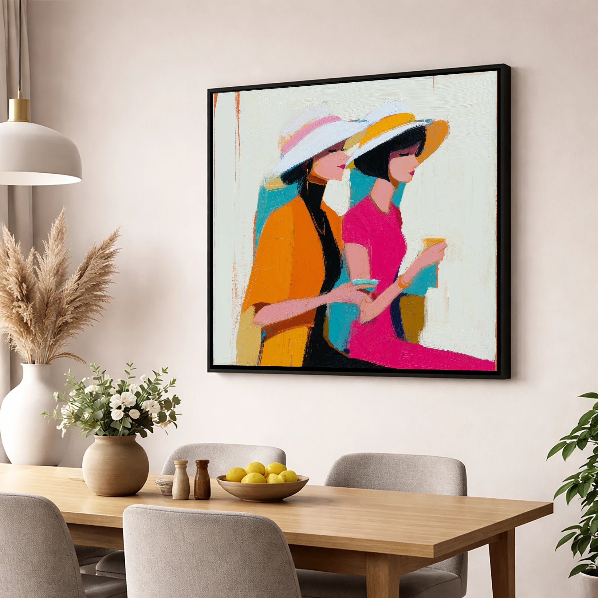 Trackside Glamour racing horse wall art displayed in a dining room