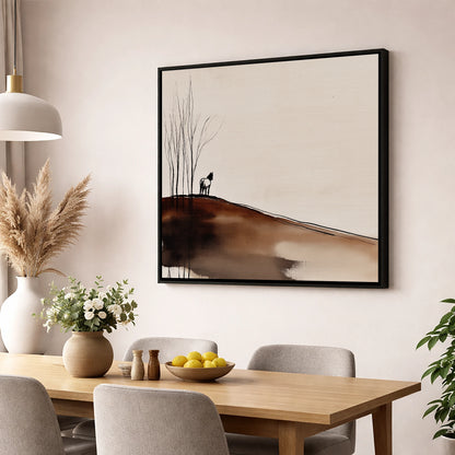 Winter Ridge Silhouette horse landscape wall art displayed in a dining room