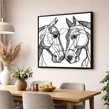 Structural Equine Bond horse portrait wall art displayed in a dining room