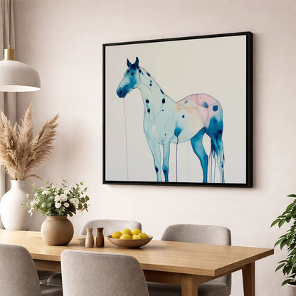 Ethereal Blue Appaloosa horse breed wall art displayed in a dining room