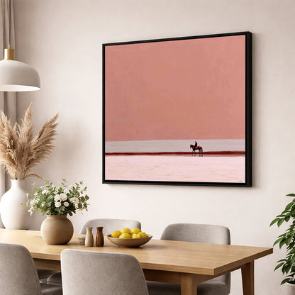 Solitary Rose Horizon horse landscape wall art displayed in a dining room