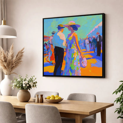 Trackside Society racing horse wall art displayed in a dining room