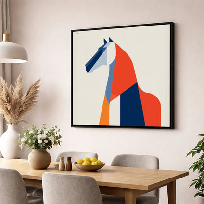 Modernist Equine Form horse breed wall art displayed in a dining room