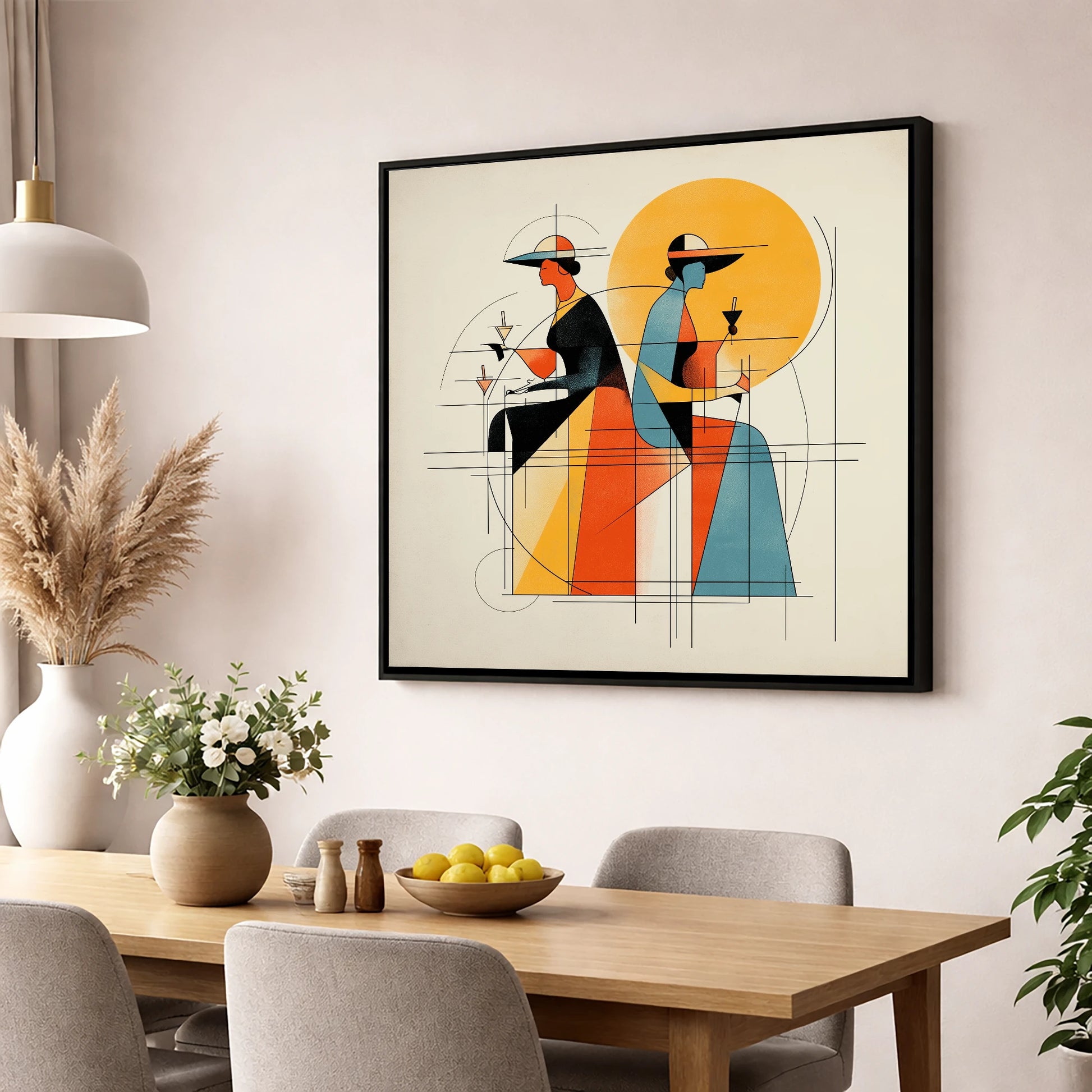 Race Day Elegance racing horse wall art displayed in a dining room