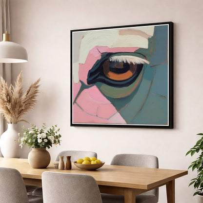 The Gentle Observer horse portrait wall art displayed in a dining room